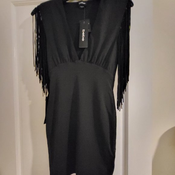 NEW WITH TAGS BEBE FESTIVAL FRINGE KNIT DRESS XXS - Picture 6 of 10